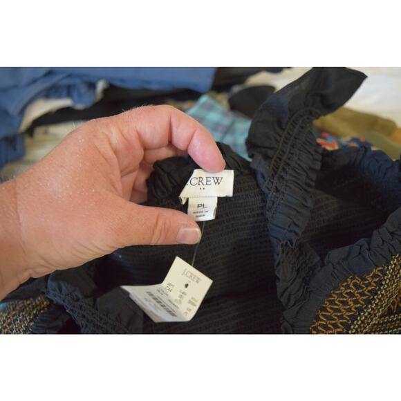 J Crew Dress Womens Petite Large Black Smocked Mini Sleeveless Cotton New - Picture 5 of 7